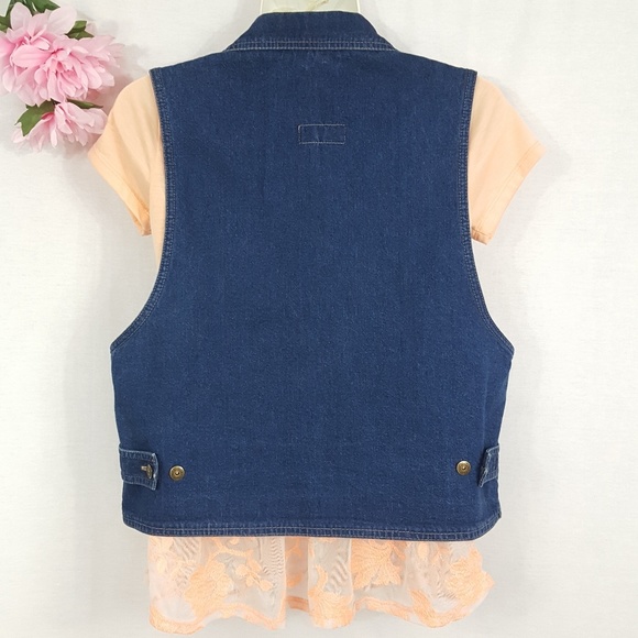 Vintage Dreams Cameo Pearl Heart Jean Vest S - Picture 5 of 6